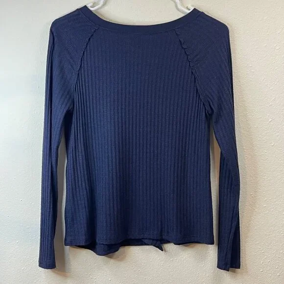 Art Class Blue Long-Sleeve Ribbed Knit Crew Neck Girls Top - Picture 3 of 9